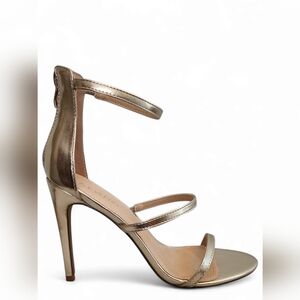 Venus Gold Stiletto Ankle Strap High Heels Size 10